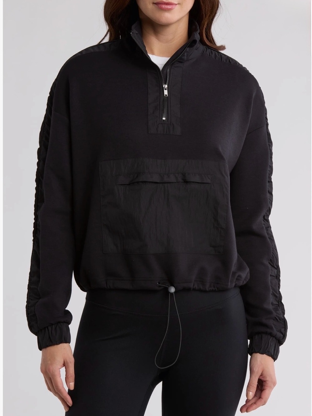 Yogalicious Lux Scuba Divergent 1/2 Zip Pullover in Black, Women’s Size Medium